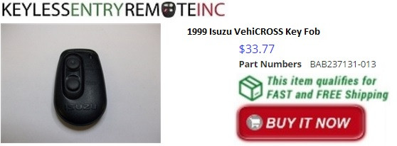 1999 Isuzu VehiCross Key Fob Remote Programming Instructions