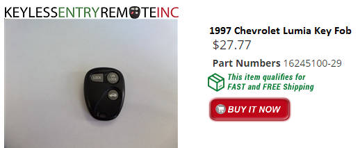 1997 Chevrolet Lumina Key Fob Remote Programming Instructions