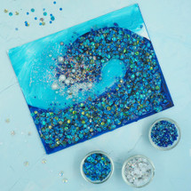 Sequin Pack Asst sizes Blue 35g  - Second Image