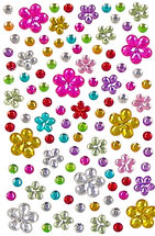Rhinestone Flowers Sticker Pack Asst 10sht
