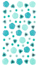 Rhinestone Roses and Hearts Stickers Blue 10sht