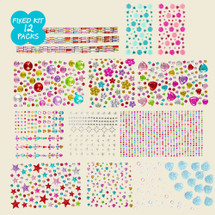Rhinestone Sticker Packs - Fixed Kit of 12