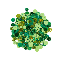 Sequin Pack Asst Sizes Green 35g 