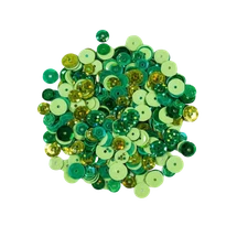 Sequin Pack Asst Sizes Green 35g 