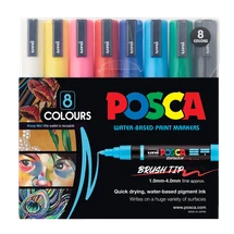 POSCA PC-5BR Brush Tip Markers Asst 8pc - Default Image