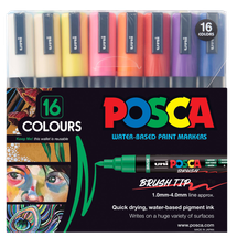 POSCA PC-5BR Brush Tip Markers Asst 16pc - Default Image
