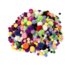 Bertie® Pom Poms Mixed Assorted Colours 1200pc - Default Image