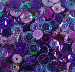 Sequin Pack Asst Sizes Purple 35g 