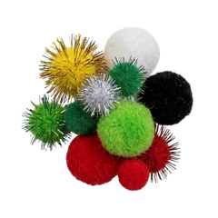 Pom Poms Assorted Christmas 500pc - Default Image