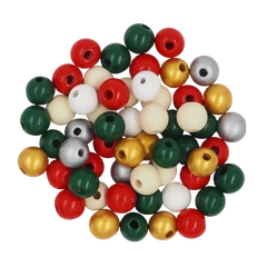 Wooden Christmas Beads Asst 250g - Default Image