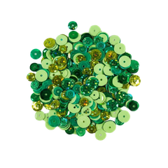 Sequin Pack Asst Sizes Green 35g 
