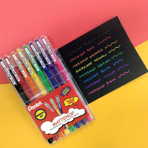 05kqhk4sfl753b72tun7d7u543-12671-Pentel-Gel-Mattehop-Pen-Assorted-Original-1mm-8pc-lifestyle-group-swatch-black-1.jpg