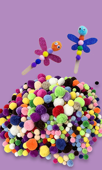 Bertie® Pom Poms in mixed assorted colours – 1200 piece pack
