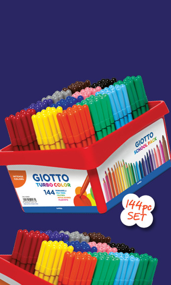 Giotto Turbo Color 144pc fibre-tip marker set - classroom school pack