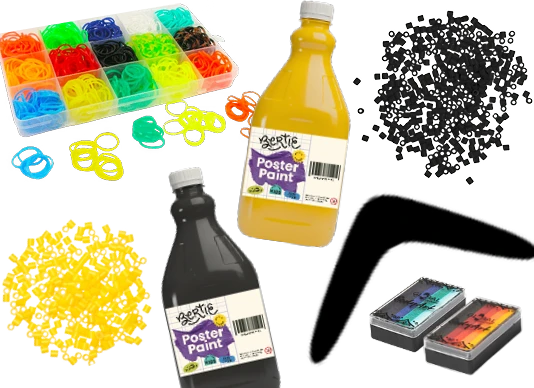 Kids craft pack - loom bands, fuse beads, poster paint and watercolours for school art activities