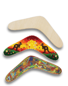 Decorate your own wooden boomerangs - blank craft boomerangs for painting and Aboriginal art activities