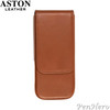Aston Leather Pen Case with Three Slots Tan
