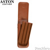 Aston Leather Pen Case with Three Slots Tan