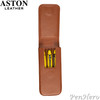 Aston Leather Pen Case with Three Slots Tan