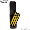 Aston Leather Pen Case with Three Slots Black