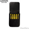 Aston Leather Pen Case with Five Slots Black