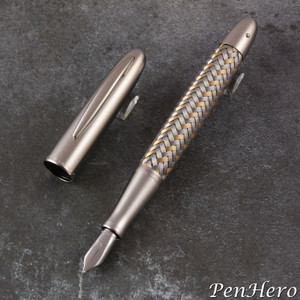 SOLD: Porsche Design P3100 TecFlex Steel / Gold Fountain Pen Broad 989-236