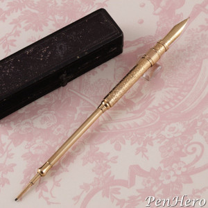 SOLD:  Aikin Lambert retracting dip pen and magic pencil combination medium nib w/ box
