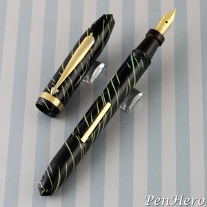 Early Arnold Black with Cream and Blue Streaks Fountain Pens c. 1935-1939