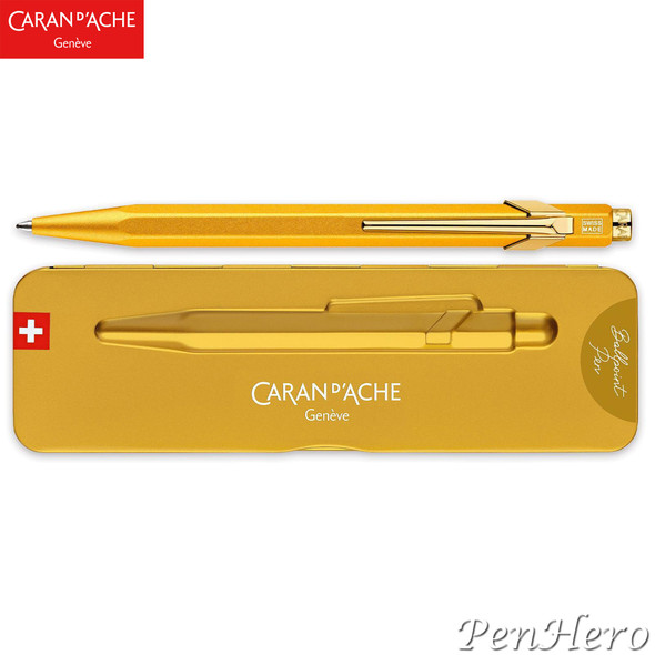 Caran d'Ache 849 GOLDBAR Ballpoint Pen 849.999, with holder