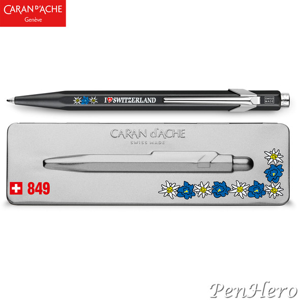 Caran d'Ache 849 TOTALLY SWISS EDELWEISS ballpoint pen 849.769, with holder