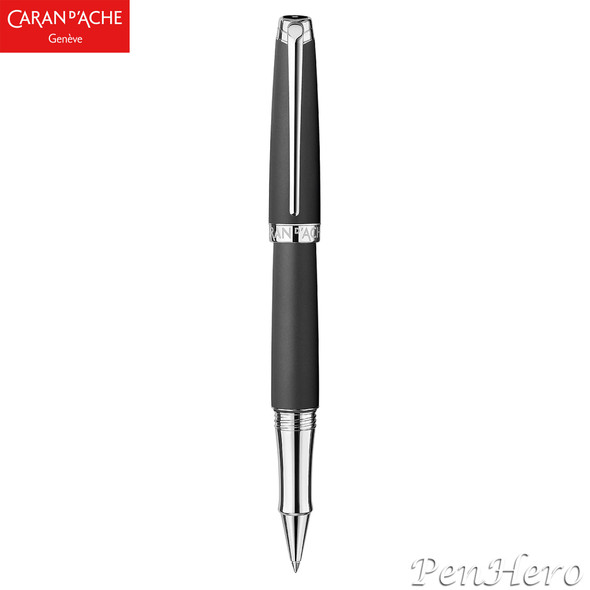 Caran d'Ache Leman V2 Black Matte Rhodium-Plate Trim Rollerball Pen 4779.496