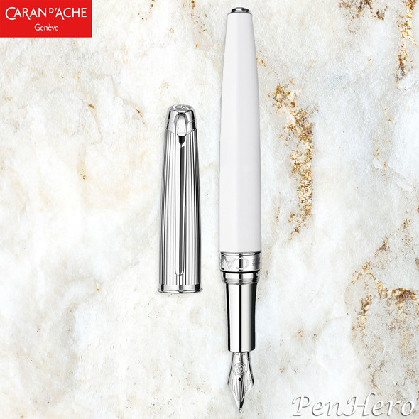 Caran d'Ache Leman Bicolor White Fountain Pen Medium 4799.001