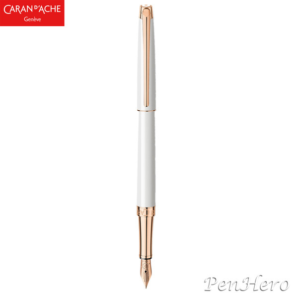 Caran d'Ache Leman Slim White Rosegold Fountain Pen Fine 4791.991
