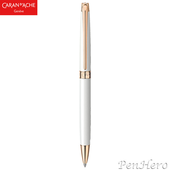 Caran d'Ache Leman Slim White Rosegold Ballpoint Pen 4781.001