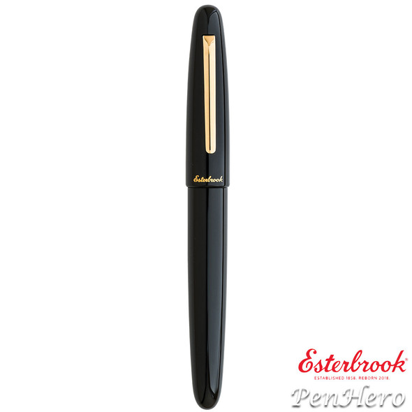 Esterbrook Estie Ebony Black Oversize Gold Plate Trim Fountain Pen Extra Fine E176-EF
