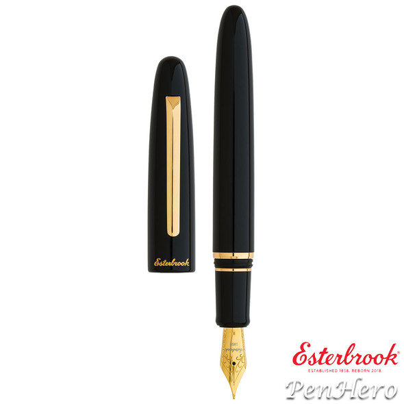 Esterbrook Estie Ebony Black Gold Plate Trim Fountain Pen Medium E116-M
