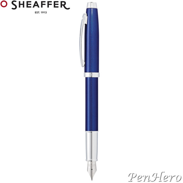 Sheaffer 100 Glossy Blue Lacquer Fountain Pen Medium