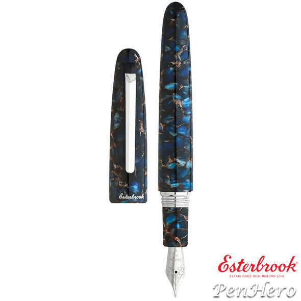 Esterbrook Estie Nouveau Bleu Oversize Palladium Plate Trim Fountain Pen Medium ENB136-M