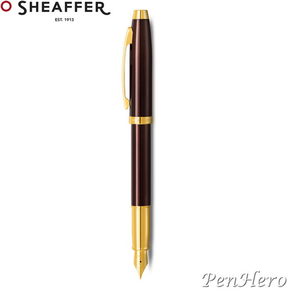 Sheaffer 100 Coffee Brown Fountain Pen With PVD Gold-Tone Trim Medium
