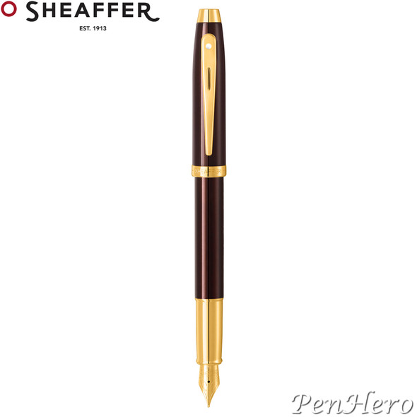 Sheaffer 100 Coffee Brown Fountain Pen With PVD Gold-Tone Trim Medium