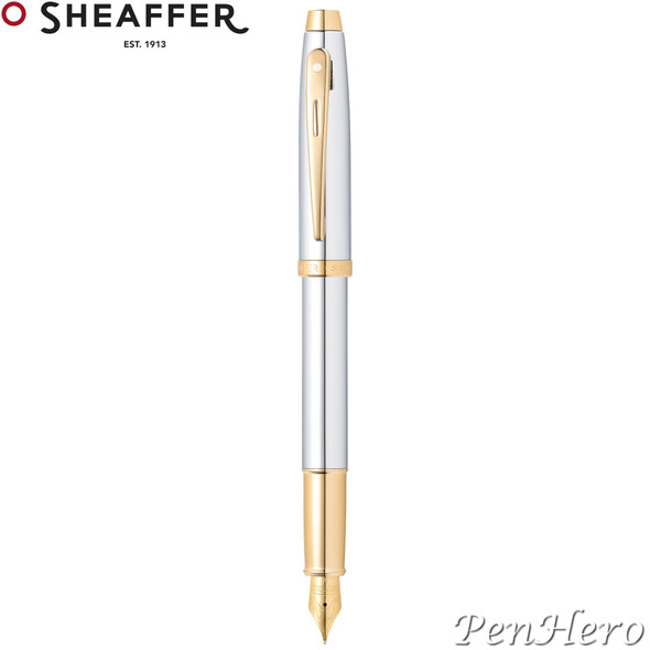 Sheaffer 100 Bright Chrome G/T Fountain Pen Medium