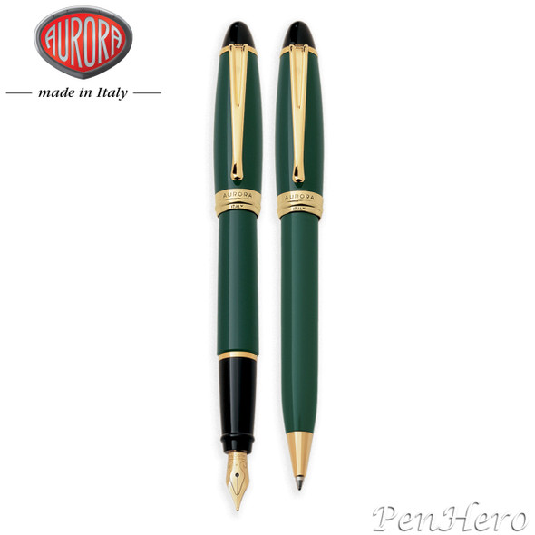Aurora Ipsilon Green Fountain Pen Fine Nib + FREE Ballpoint Pen