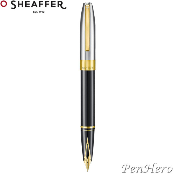 Sheaffer Legacy Glossy Black and Chrome Fountain Pen Fine with FREE Leather Pouch