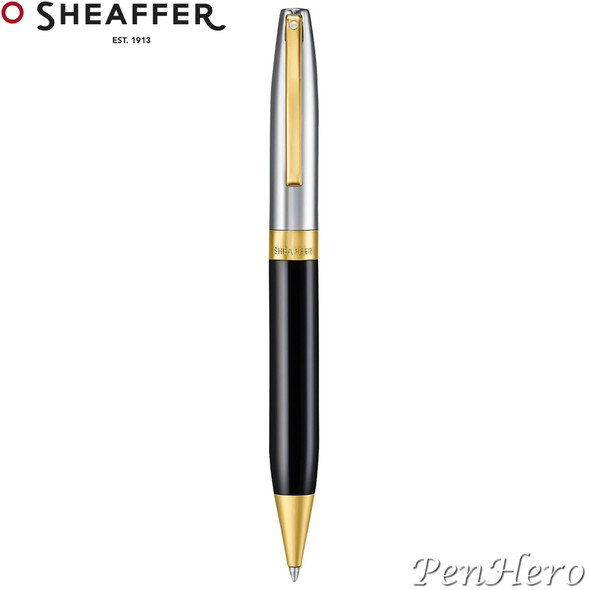 Sheaffer Legacy Glossy Black and Chrome Ballpoint Pen with FREE Leather Pouch
