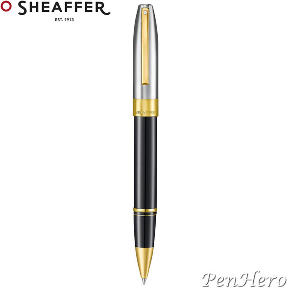 Sheaffer Legacy Glossy Black and Chrome Rollerball Pen with FREE Leather Pouch