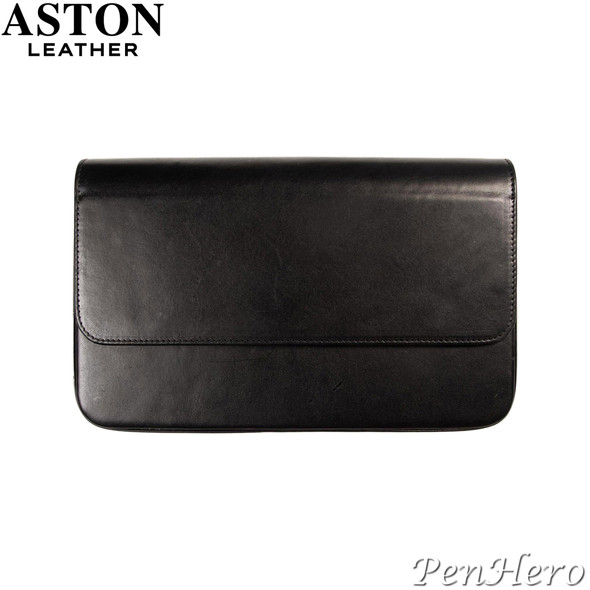 Aston Leather Pen Case with Twelve Slots Black
