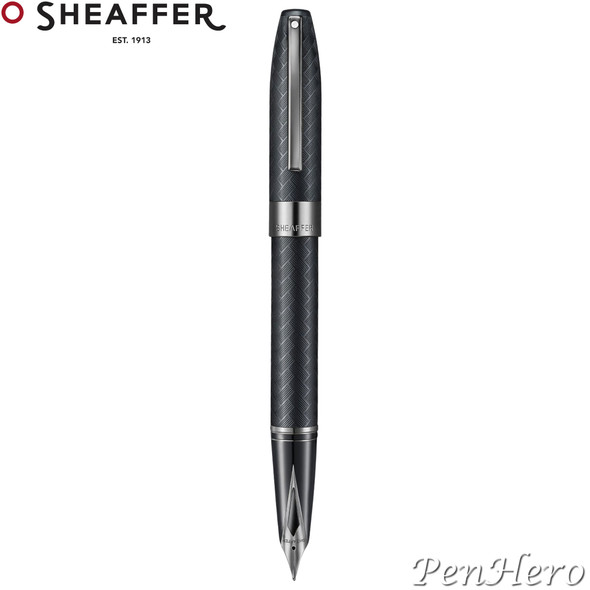 Sheaffer Legacy Chevron Black Fountain Pen Medium with FREE Leather Pouch