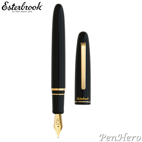 Esterbrook Estie Ebony Black Gold Plate Trim Fountain Pen Extra Fine Flex