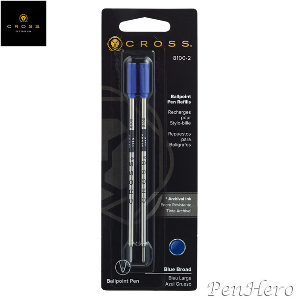 Cross Ballpoint Refill Broad Blue - Dual Pack