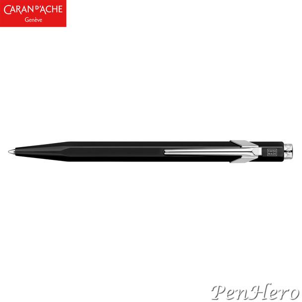 Caran d'Ache 849 Metal Black Ballpoint Pen 849.028 with Black Cartridge